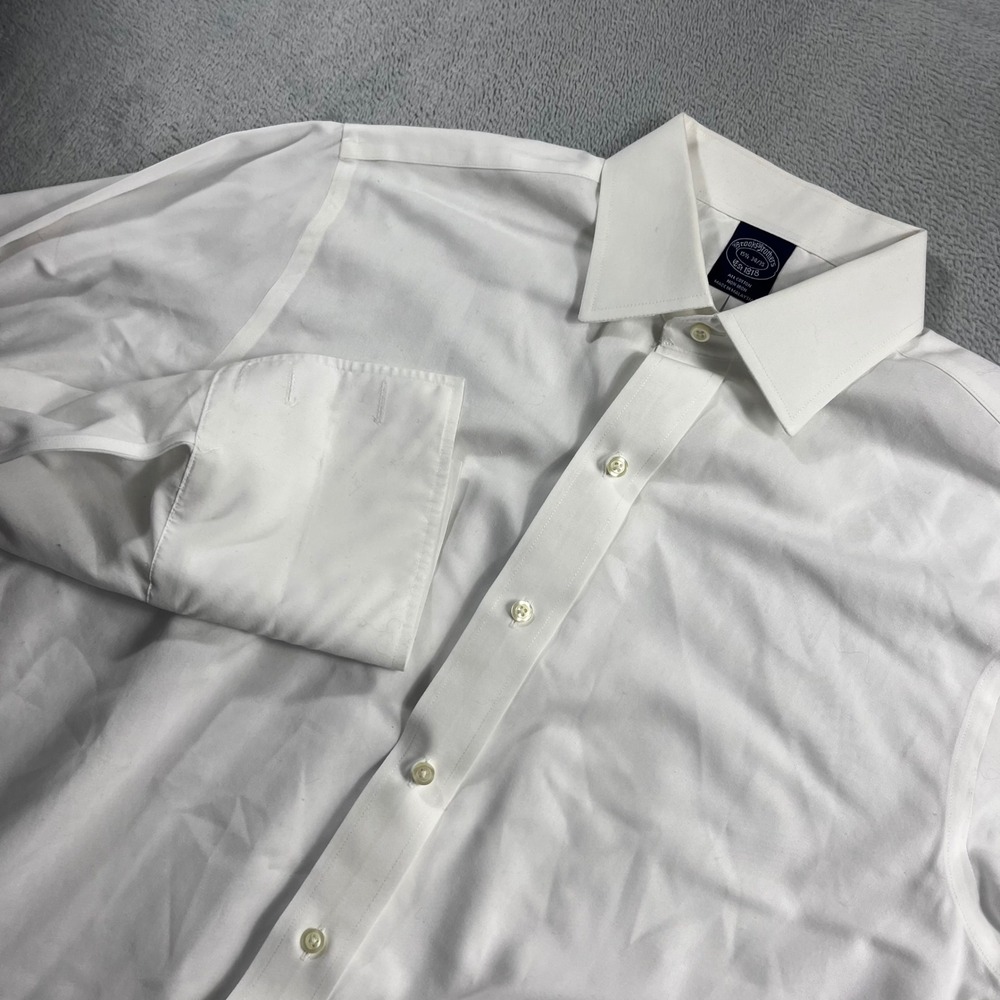 Brooks Brothers White Non-Iron Cotton Dress Shirt French Cuff 15.5 34/35